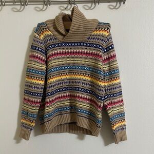EUC Janie and Jack Boys Cowl Neck Knit Multicolor Sweater size 5